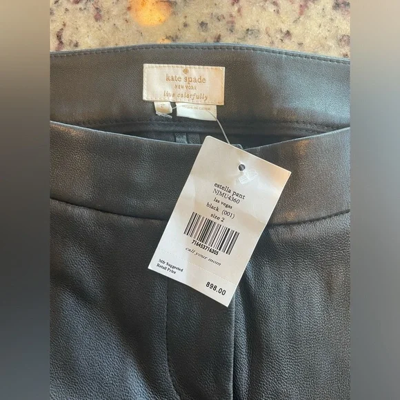 Kate Spade New york lambskin estella pant NWT, retail $898 Women’s sz 2